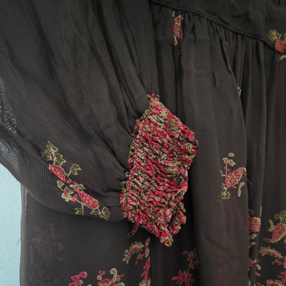 Denim & Supply Ralph Lauren Brown Paisley Sheer Dress Sz S Gypsy Boho Whimsigoth - Picture 10 of 14